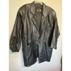 Vintage Women's Size Medium Black Leather Coat Jacket- GIII G3